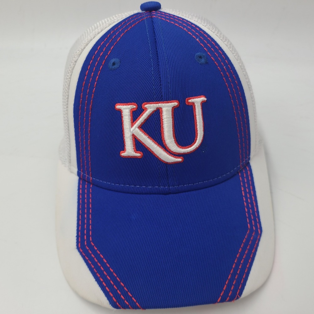 Kansas Jayhawks Hat Fitted (Seems S-M) Mesh‎ Adidas Blue White NCAA Football Men